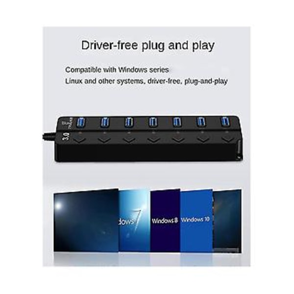S Hub3.0 Splitter Hub Port Expander Usb Computer Splitter 7 Port 3.0 Hub