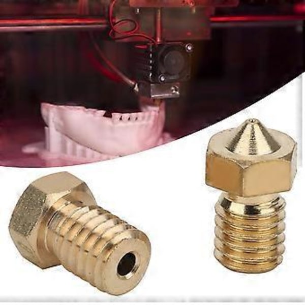 50 STK M6 Gevind Messingdyse 12,5x7,5 mm 3D Printer Tilbehør 1,75 mm Nøjagtighed til V6
