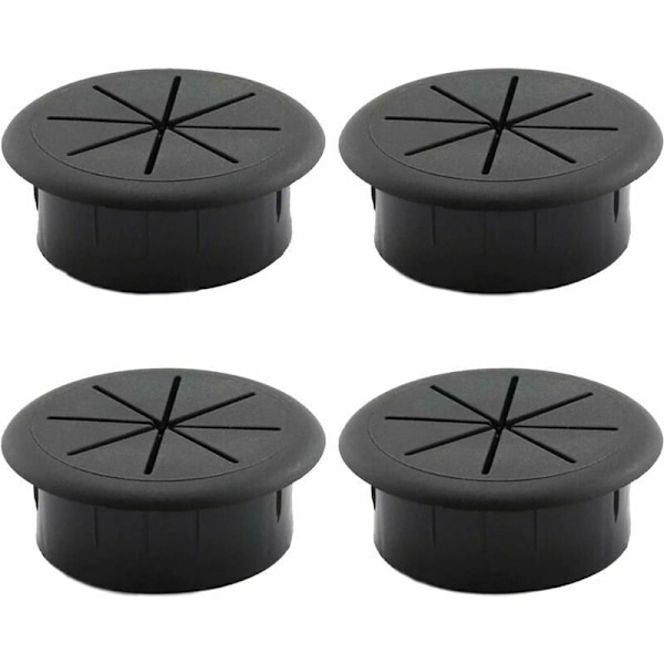 Desk Cable Gland 4 Pieces Cable Thread Cover Table Cable Gland Desk Table Round Cable Cover for Office Furniture Table Computer Desk Black