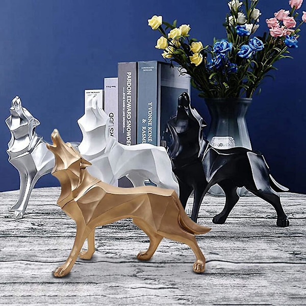 Fenteer Resin Staty Figurine Nordisk Varg Skulptur Dekor Djur Hem Hylla