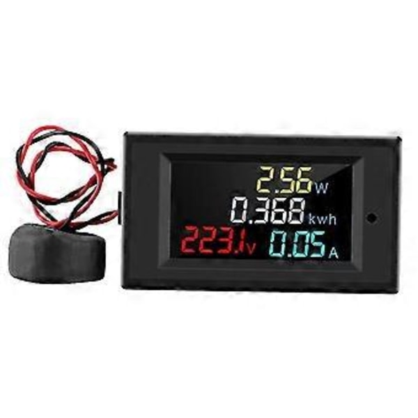AC 80-300V Digital Voltmeter Amperemeter Farve LCD Display Multimeter Spænding Strøm Effekt Energi Frekvens Monitor Med 100A CT Strømtransformator