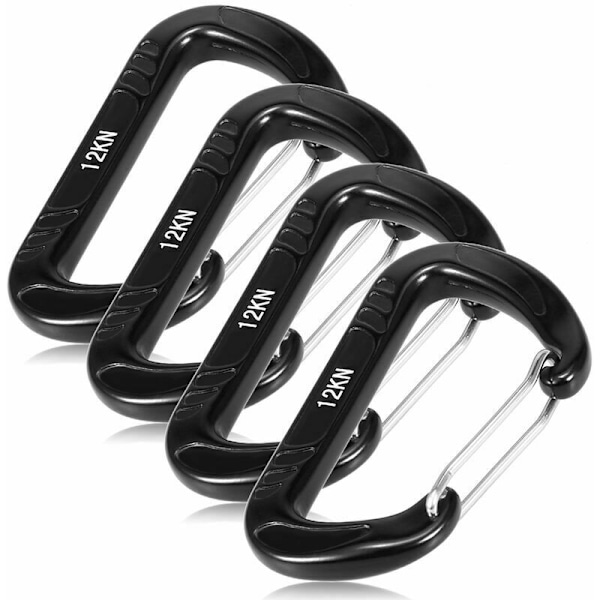 4 stk 12KN Wiregate Karabiner Snagless Karabiner Stål Karabiner Fjærklemme Lett Hengekøye Swing Klemme Utstyr - Wire Barrier