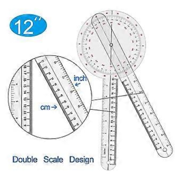 Digital Goniometer 360 Grader, Goniometer Fysioterapi - 12 Tommer