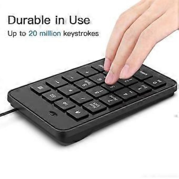 Kablet numerisk tastatur, USB 23-tasters numerisk tastatur til finansiel regnskab Tastaturkontortilbehør til bærbar computer, pc, computer