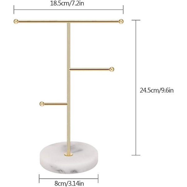 Smyckesställ Display Halsbandshållare T-Bar Metallpläterad Bordsskiva Smyckesförvaringstorn För Hängande Hänge Örhängen Armband Ring Accessor