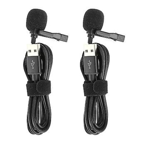 2 stk. Mini USB-mikrofon Kompakt Professionel Ledningsført Reverskraveclips til Interview