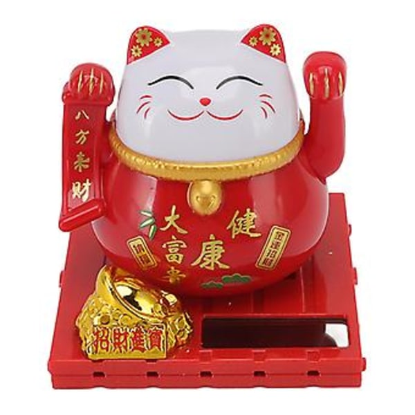 Solar Arm Vinkende Lykkekatt, Solenergi Vinkende Katt Formue Velkomst Lykkekatt Ornament Lykkepenger Katt Ornament Dekor Bygget for Profesjonelle
