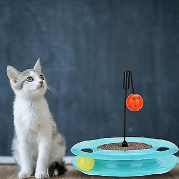 Rolig Klösbräda för Katt Crazy Ball Disk Nöjesplatta Kattkarusell Interaktiv Leksak