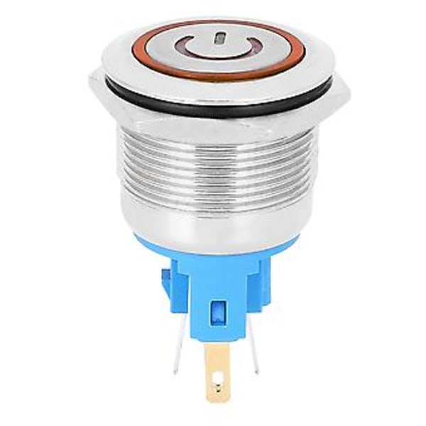 2 stk. DC12-24V 22mm 6-pinners selvlåsende trykknappbryter i rustfritt stål, oransje LED-indikator, slitesterk og vanntett, ideell for bilindustri og