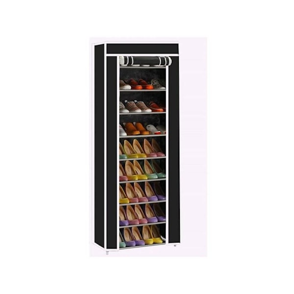 10 Layers Room 9 Networks Non-Woven Fabric Shoe Rack - Black - RWShoe Cabinet