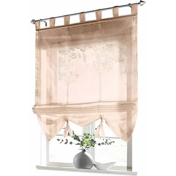Romersk rullegardin Loop Gardiner Kjøkken Romerske Nyanser Sheer Blind Loop Gardiner Moderne Voile Sand LxH 140x155cm 1 stk