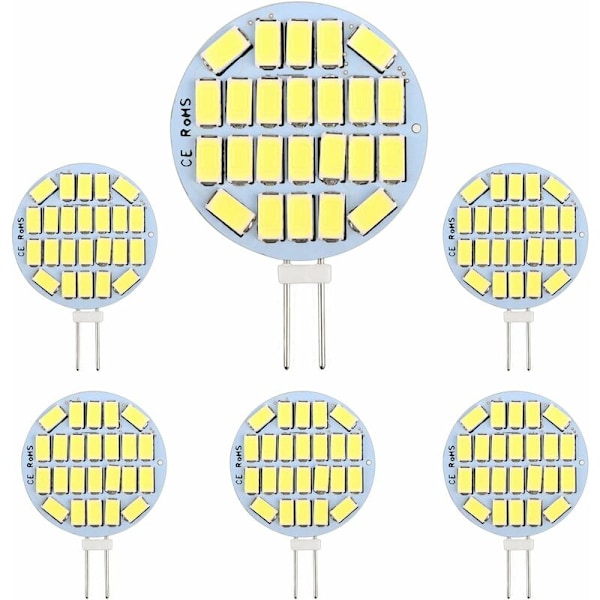 G4 LED 3W, AC12-24V, 300LM viileä valkoinen 6000K, 24x5730 SMD, 30w halogeenilamppu vastaava, himmennettävä, G4 pyöreä LED-lamppu kaapin valoon, valaistus,