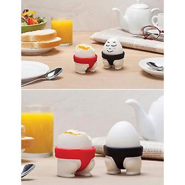 Sumo Eggkopp, Eggkoppsett for barn, Morsomme påskeeggkopper, 5,5 cm, Plast og silikon
