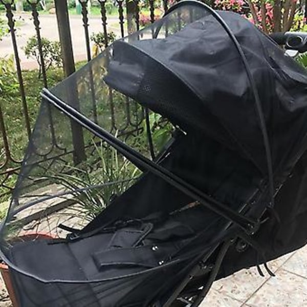 Baby Klapvogn Myggenet Universal Lynlås Foldbart Klapvognsnet Stort Myggenet Sort Kant Sort Net