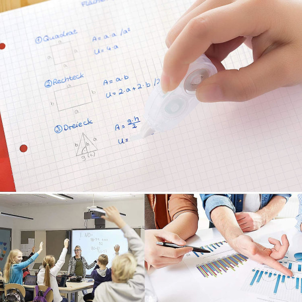 Paket med 12 korrigeringsrullar, idealiska för studenters skolmaterial