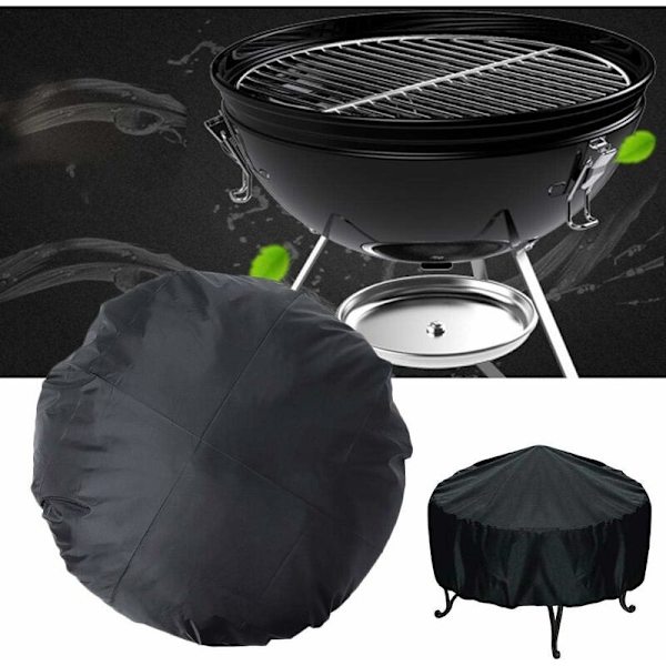 Rund brandbeskyttelsesdæksel Vandtæt dæksel til udendørs pejs UV-beskyttelse Udendørs sort polyester Støvbeskyttelse til rund grill (diam