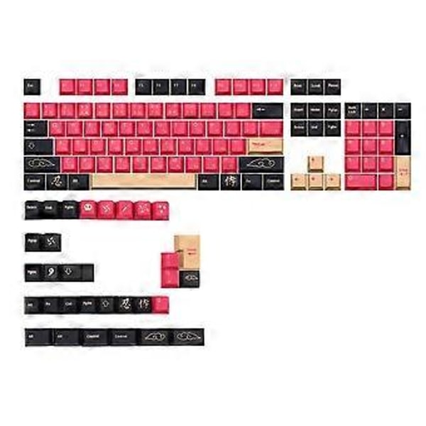 135 Taster/Sett Rødt Samurai-tema PBT Dye Subbed Keycap for Mx Cherry Switch Mekanisk Tastatur Keycap