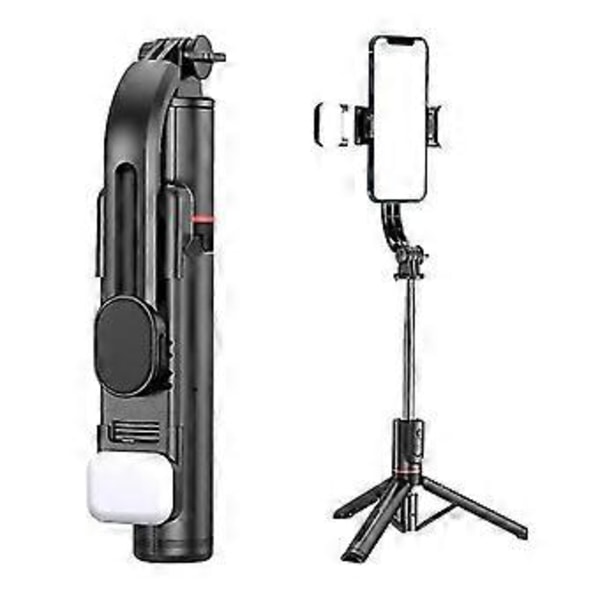 Bluetooth Selfie Stick Dobbelt Fyldlys Tripod med Fjernbetjening