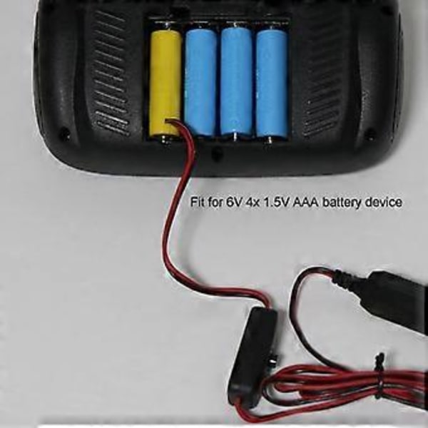 Batterieliminator Erstatter 4 stk 1.5V AAA Koble til Erstatter 4 x 1.5V Batteri