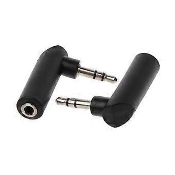 2 stk. Gull jack 3,5 mm 3-polet 90 graders hun til 3,5 mm hann Audio Stereo Plugg Jack Øretelefon Adapter Erstatning