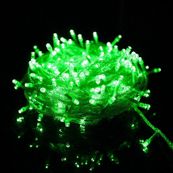 Flashing LED Lantern Light String Green Holiday Decoration 10 Meters 100 Lights with European Standard Tail Plug