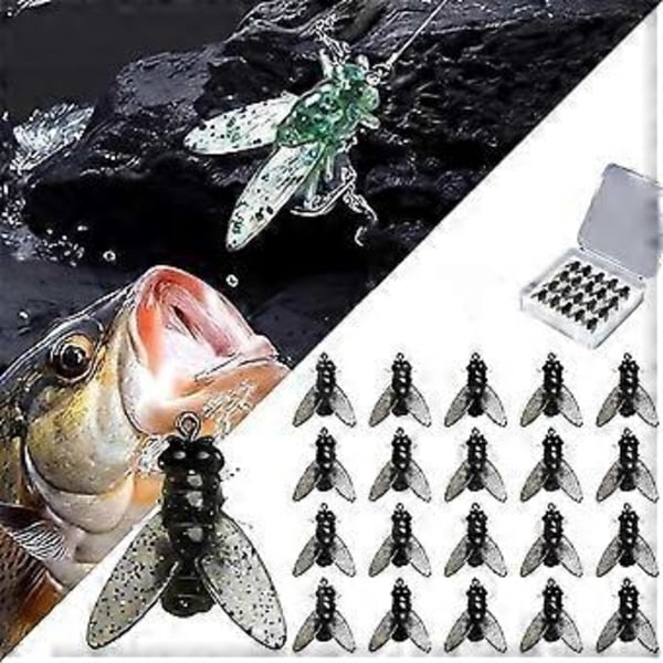 Fluefiskekrok (20 STK) - 2024 Nye Ørretjigger Swimbaits Tørrfluer Bass Fluefiskesluksett, Saltvann Små