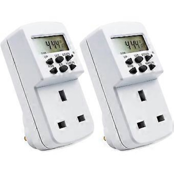 Elektronisk Digital Plug-in Timer. [2 Pak] Programmerbar Timer Stikkontakt Med Lmell LCD