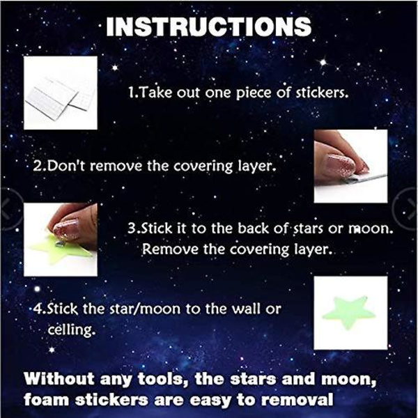 Glow In The Dark Stjerner, Stjerne Stickers Til Loft, Klæbende 201 Stykker 3d Glødende Stjerner Og Måner, Vægdekoration Til Børns Baby Soveværelse, Stjernehimmel