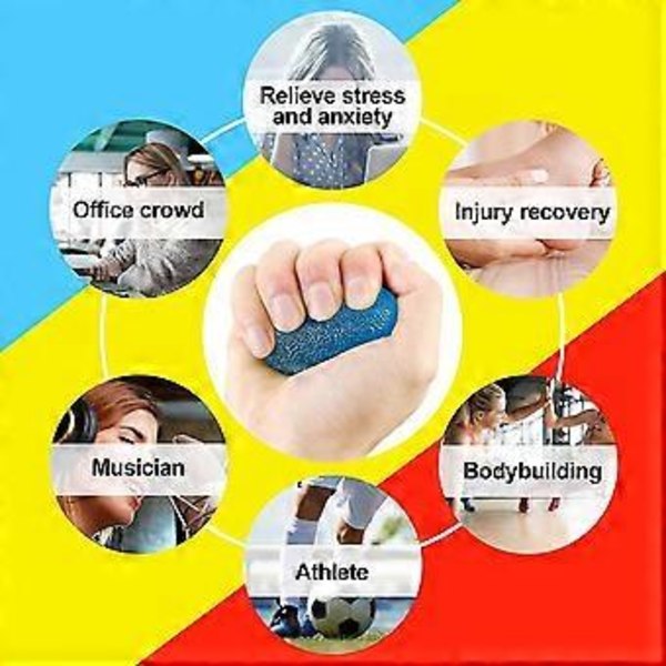 3-pakkaus Antistress-palloja, Erilaisia kovuuksia olevia stressipalloja, Käsikuntoutuspalloja (4-d-w)
