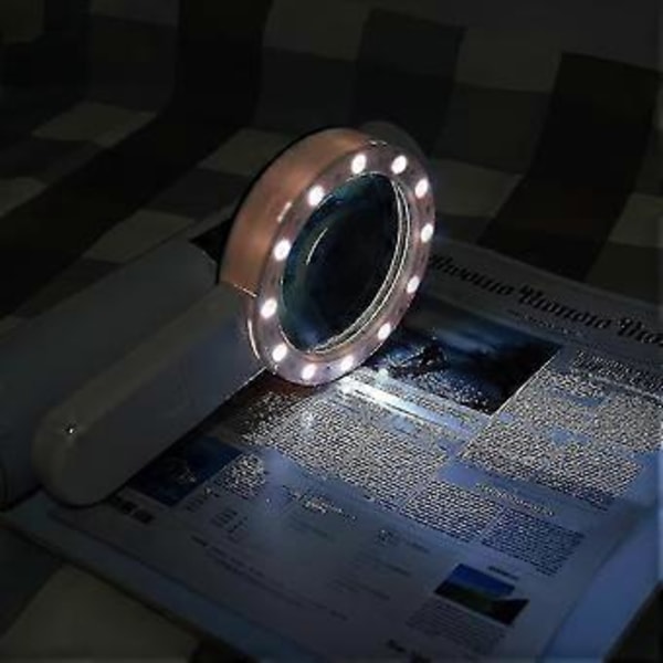Läsmagnifierare, 12 LED Förstoringslupp 30x Förstoringsglas