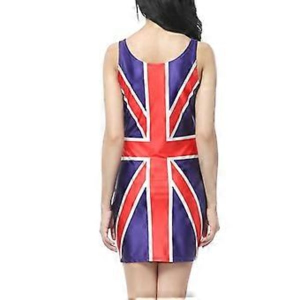 Naisten Union Jack -mekko punainen, valkoinen ja sininen Union Jack -lippu klassinen tankkimekko 90-luvun musiikki-ikonit, Brit Pop, VE-päivä, kuninkaan kruunajaiset naamiaisasu