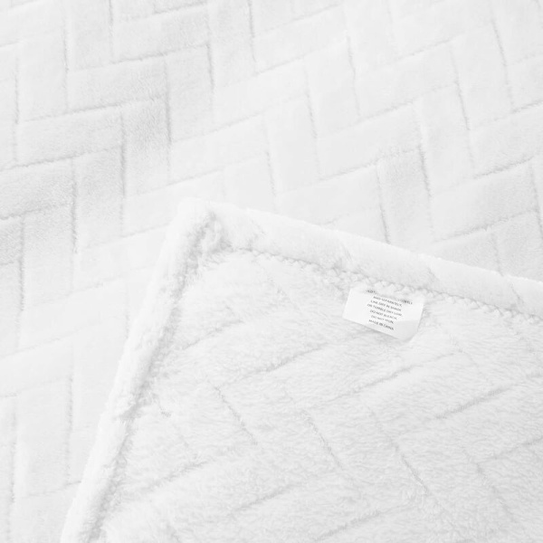 Myk plysj teppe, Queen Size sofa teppe, mykt og fluffy sofa dekorativt teppe - koselig og lett, hvitt, 127 x 152 cm