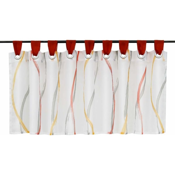 Gardinkappa Bistrogardin i transparent voile med vågmönstrade öglor H/B 60/140 cm färgad röd
