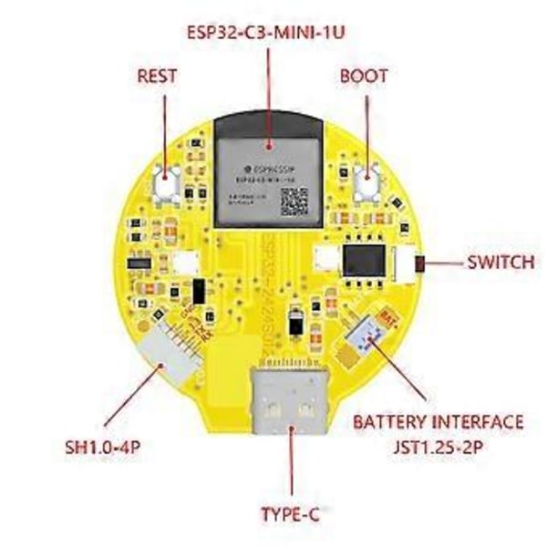 ESP32-C3 Kehityskortti 1.28 Tuuman 240X240 IPS Älynäyttö LCD-Moduuli WiFi&Bluetooth Kosketuksella, Valkoinen Kuori
