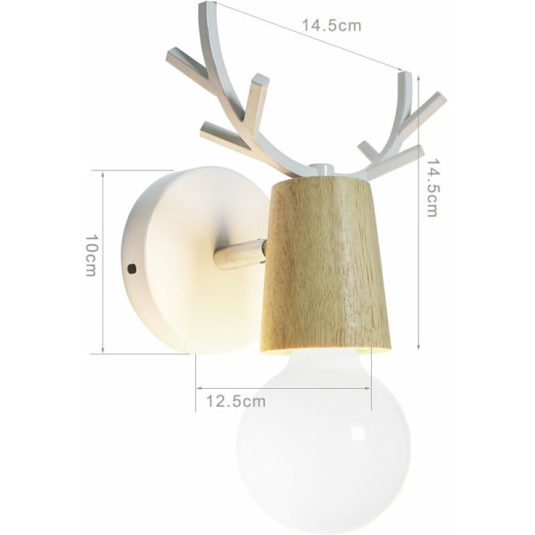 E27 Moderni Seinävalaisin Luova Hirvenpää Seinälamppu Puinen Metalli Seinävalaisin - Valkoinen