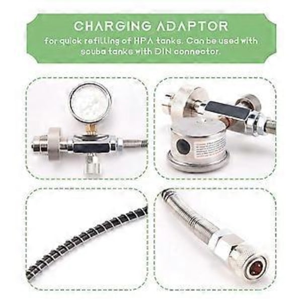 Oppgraderingsfyllestasjon Ladeadapter Adapter Fra Dykketank med Din 232/300Bar Kobling for PCP Luftpåfylling