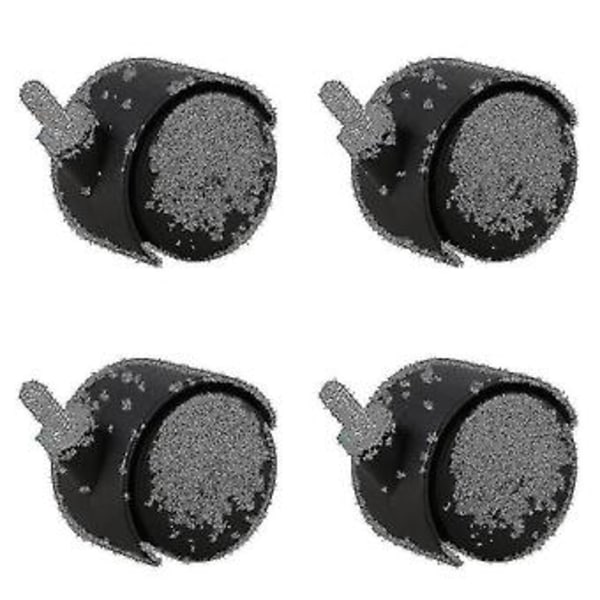 4x 6mm Gängad Stam 40mm Dubbelhjul Roterbar Hjul Svart
