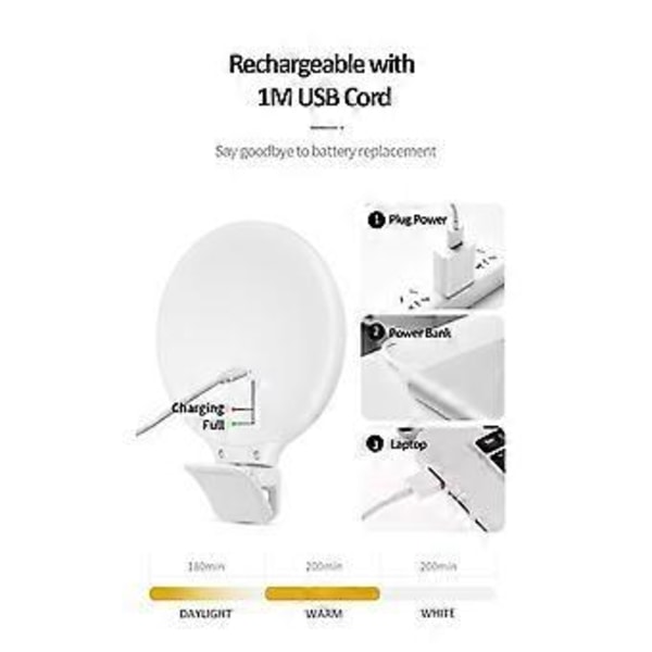 Selfie Lampa Clip LED Videolampa för Telefon/Laptop Portabel Clip Kameralampa med Dimbar 3500-8000K Rese Ringlampa