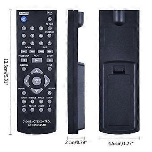 AKB33659510 Erstatningsfjernbetjening til LG DVD-afspiller DVX390 DP122 DVX440 DP520 DP522 DVX452 DVX450 DVX480 DVX492