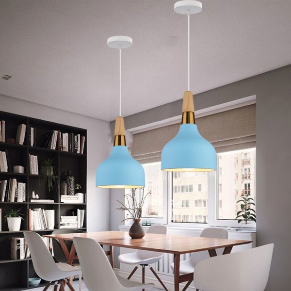 Modern Nordic Pendant Ceiling Lamp Blue Adjustable Hanging Light for Kitchen Bar Cafe 2Pcs