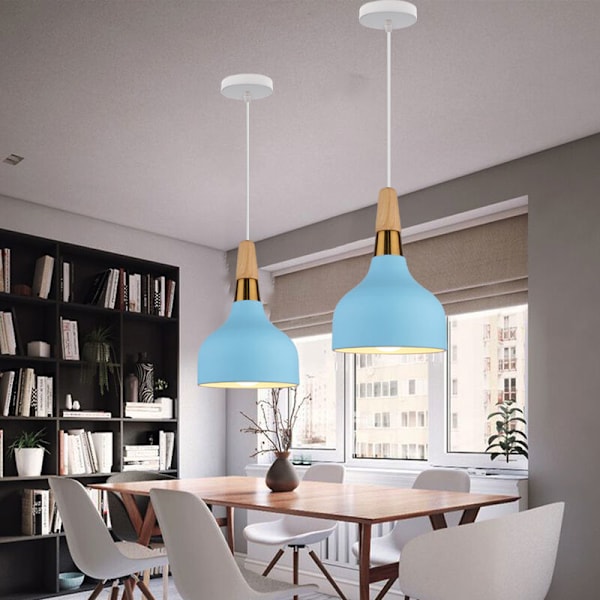 Modern nordisk pendellampa blå justerbar hängande lampa för kök bar café 2 st