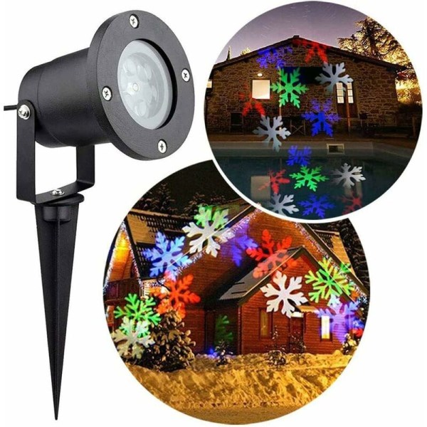 Christmas Projector LED Snowflake Lamp Waterproof Light for Outdoor Indoor Xmas Party Garden Lighting Decoration，Colored Snowflakes [Energy Class A+