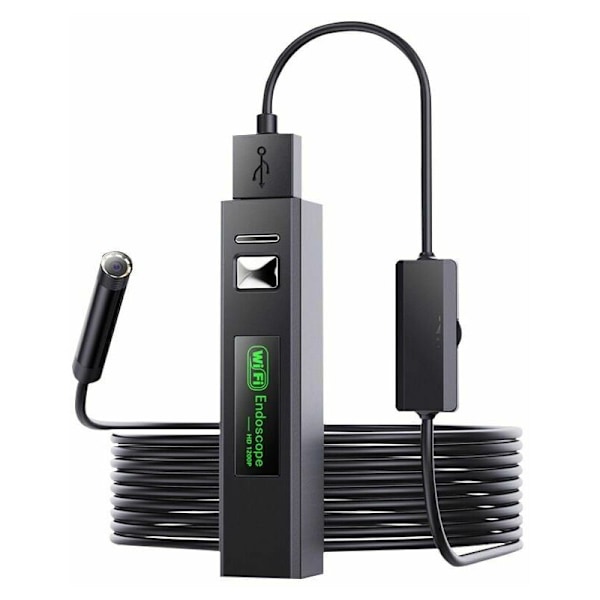WiFi Borescope Endoskop Kamera USB Inspektionskamera, 1200P HD Endoskop Kamera IP68 Vandtæt med 8 LED til iPhone, Android, iPad, Mac, PC, Lapt