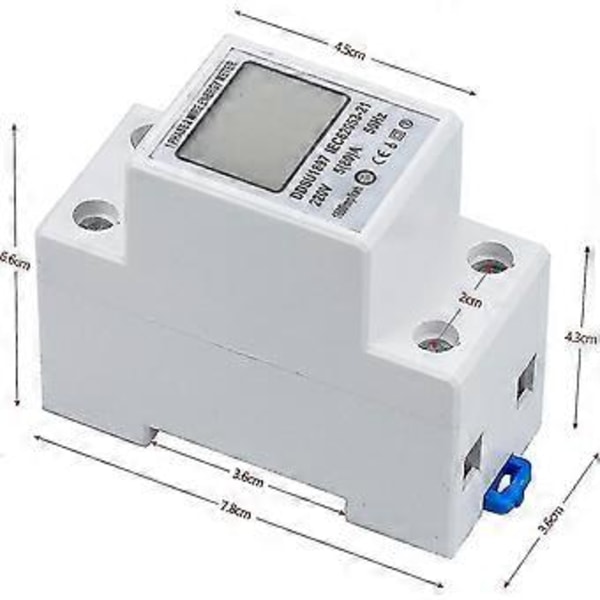 LCD Digital Elmätare AC-mätare DIN-skena kWh-mätare 5(80) A Elmätare DIN-skena