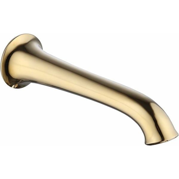 Shiny Gold Tub Spout, Extra Long 8 Inch Tub Faucet (Approx. 8 Inch), Brass Wall Mounted Tub Filler Without Swivel