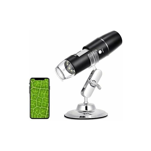 Digitalt mikroskop, WiFi-endoskop 50X-1000X, metallstativ, kompatibelt med Android- og iOS-smarttelefoner eller nettbrett