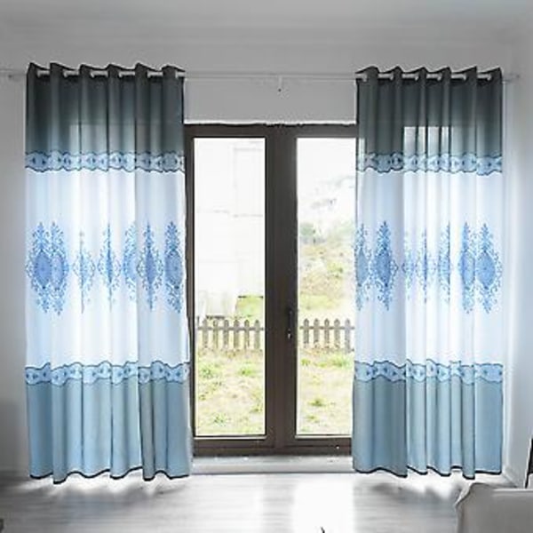 Polyester Mørkleggingsgardin Vindusgardin Mørkleggingsforheng Soverom Stue Dekor (Blå)