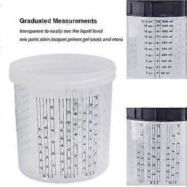 600 ml engangs malingskopp med kobling sprøytekopp malingsblandingskopp type H/O hurtigkoppsprøyting 16X1,5 mm innvendig