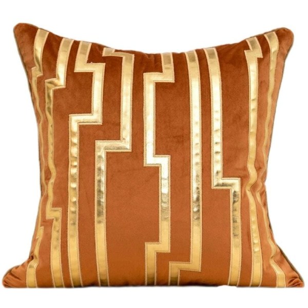 Geometric Gold Leather Striped Cushion Cases Luxury European Throw Pillow Covers Decorative Pillows for Couch Living Room Bedroom Car -Orange