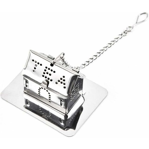 Te-infuser i rustfrit stål, te-si, genanvendelig løs te-filter, te-infuser med kæde, tehus - tilfældig farve - Fei Yu